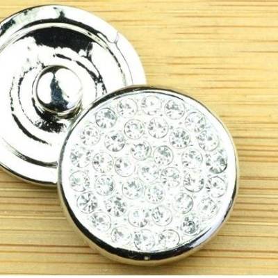 Wechselknopf für Lederarmband, transparenter Strass, 20mm