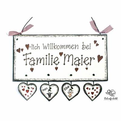 Personalisiertes Schiefertürschild als einzigartiges Hochzeitsgeschenk – Handgemachtes Familienschild mit Braut & Bräutigam
