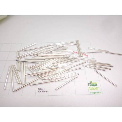 10 Stück, 925 Silber Röhrchen Hülsen, 20mm x 1,5mm, Rohr