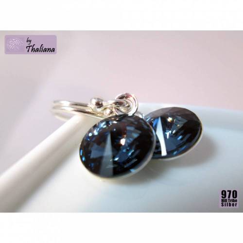 Mini-FUNKELei Jeans ECHT SILBER Ohrringe blau