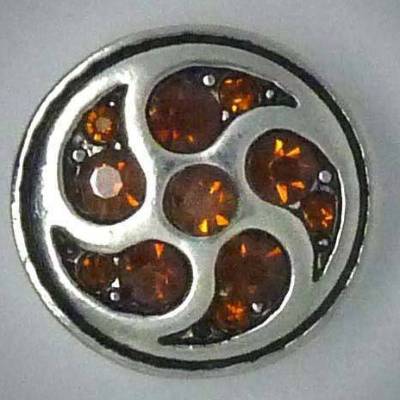 Druckknopf, Wirbel, brauner Strass, 20mm