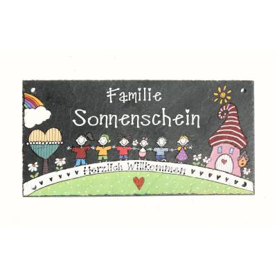 Personalisiertes Türschild Familie aus Schiefer – Handgemachtes Namensschild wetterfest & einzigartig