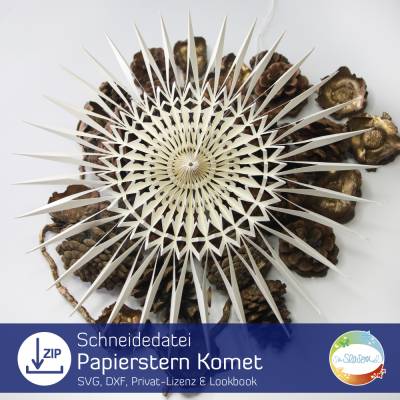 Plotter-Datei großer Papierstern Komet, Digitale Datei, Stern mit Anleitung, svg dxf Plottdatei