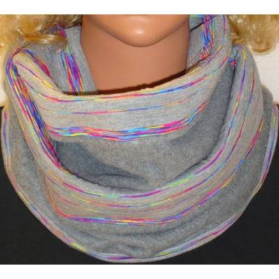 Loopschal Schlauchschal Neonstreifen Fleece Wendeschal für Männer – Regenbogen Rundschal Winter Grau