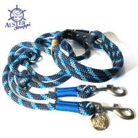 Leine Halsband Set verstellbar, dunkelgrau, petrol, hellblau, Wunschlänge
