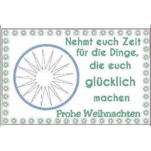 Stickdatei MugRug Nehmt euch Zeit für die Dinge, die euch Glücklich machen Frohe Weihnachten