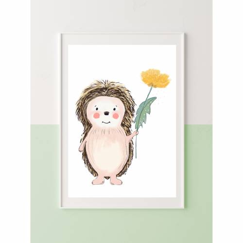 Kinderbild "Kleiner Igel mit Blume"