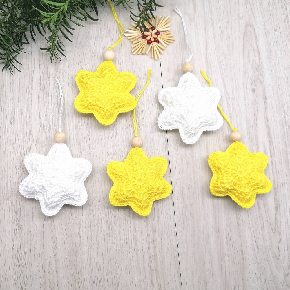 Sternanhnger Hkelanleitung PDF Datei , Weihnachtsstern, Ornamente,  Weihnachten Dekoration