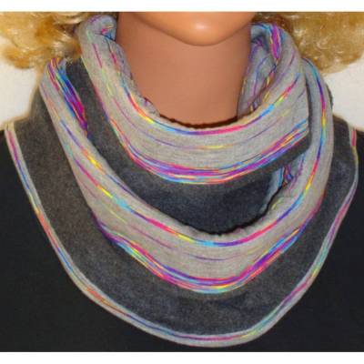 Loopschal Schlauchschal Neonstreifen-Fleece Wendeschal Rundschal Männer Winter grau Regenbogenfarbe Weihnachten Geschenk