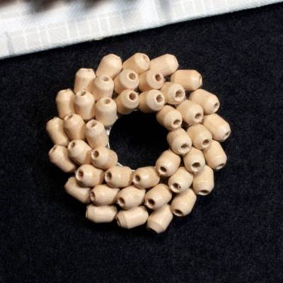 Vintage Holzbrosche 60er 70er Jahre – Ethno Stil, Holzperlen, beige, SängerForm
