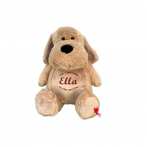 Hund Kuscheltier Stofftier mit Stickerei Plüschtier mit Name bestickt