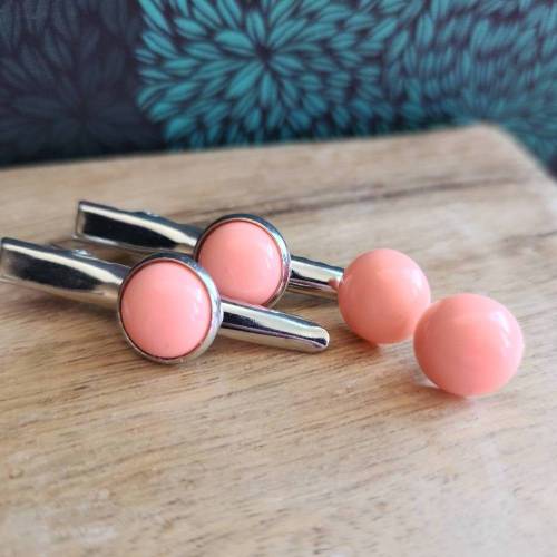 Schmuckset zwei Haarspangen und Ohrsteckerpaar Krokospangen nude lachs Perlen 