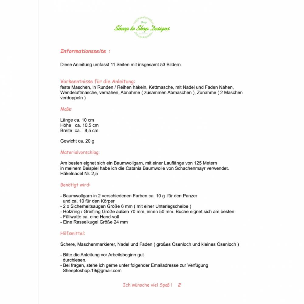 Häkelanleitung Schildkrötenrassel PDF Anleitung, Schildkröte / Rassel gehäkelt, download Bild 8