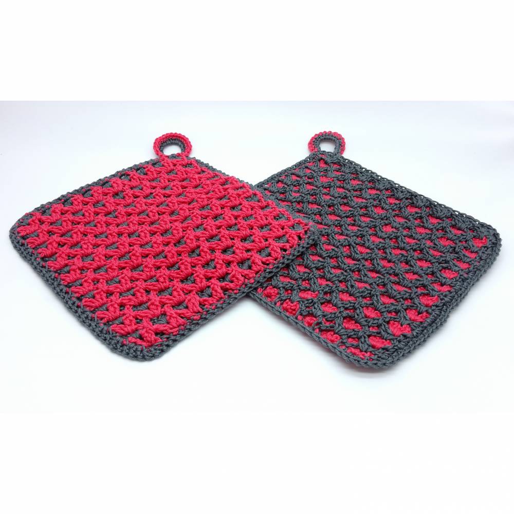 Topflappen gehäkelt, 100% Baumwolle, Türkis, Pink, Gelb, Geschenk, Weihnachten, Geburtstag Bild 10