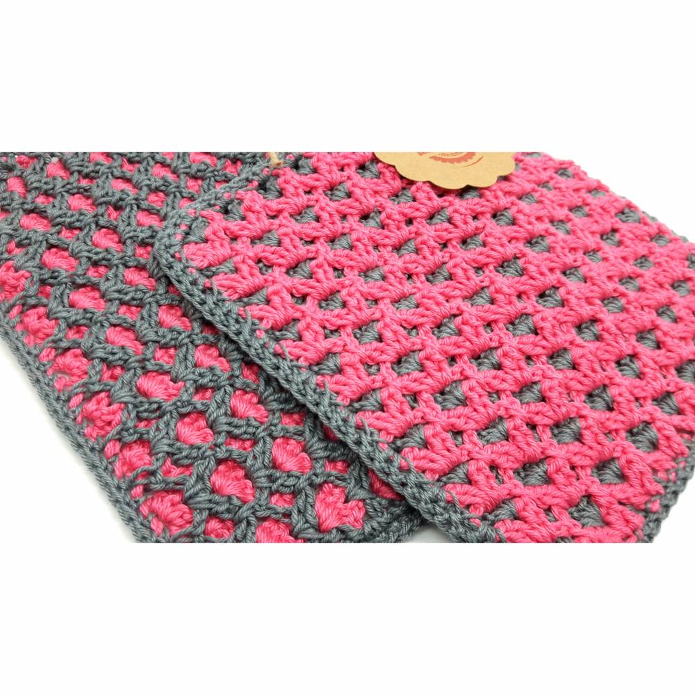 Topflappen gehäkelt, 100% Baumwolle, Türkis, Pink, Gelb, Geschenk, Weihnachten, Geburtstag Bild 4