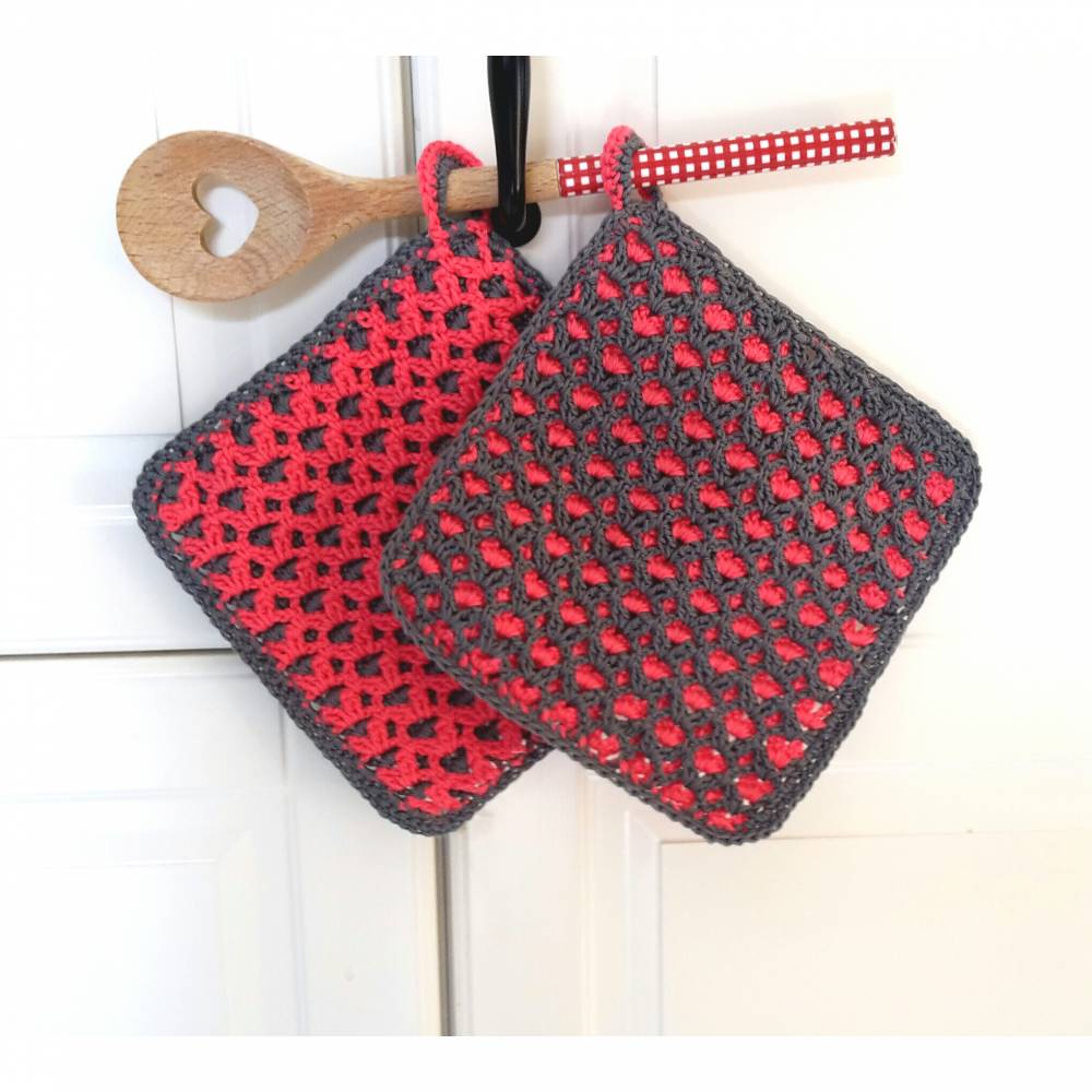 Topflappen gehäkelt, 100% Baumwolle, Türkis, Pink, Gelb, Geschenk, Weihnachten, Geburtstag Bild 8