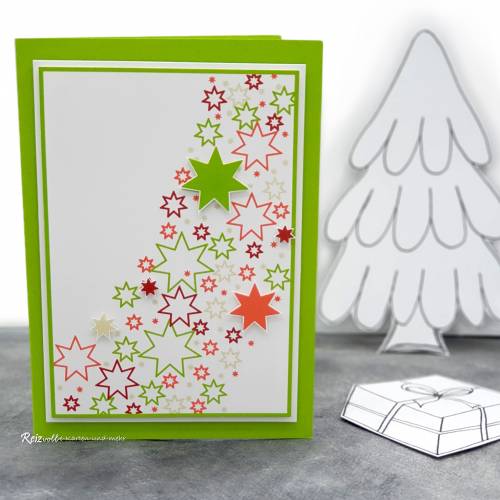 Weihnachtskarte Sterne grün