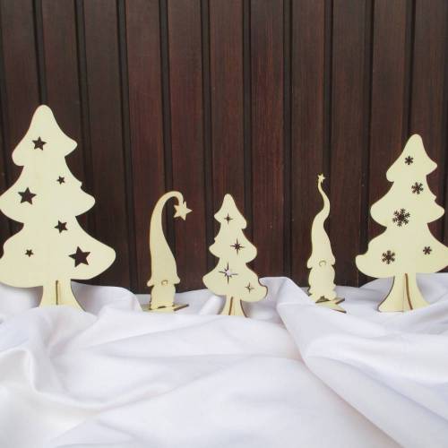 Winter-Wichtel-Wald 5er-Set aus Holz