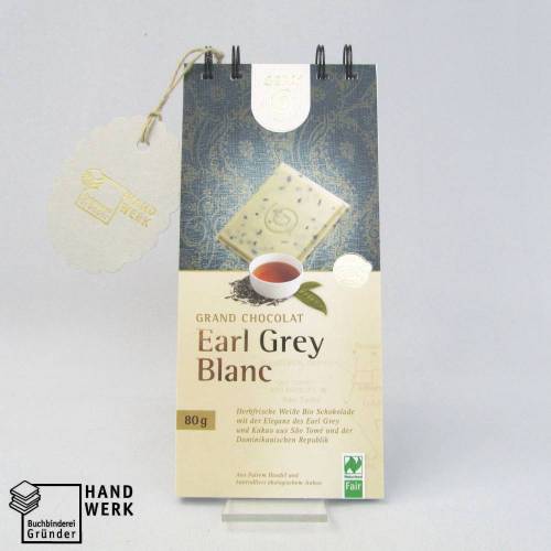 Notizblock, Originalverpackung Earl Grey Blanc Schokolade, Upcycling