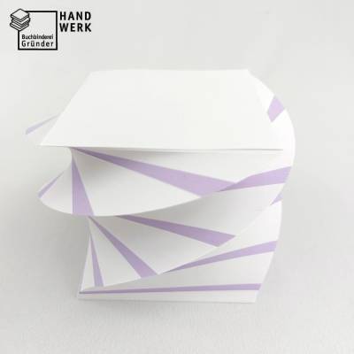 Notizblock, Abreißblock, gedreht, weiß lila, Zettelblock 9x9 cm