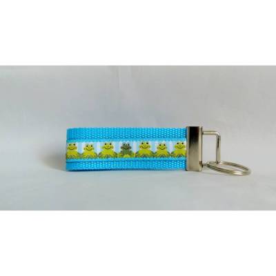 Schlüsselband Schlüsselanhänger türkis grün blau Frösche kleines Geschenk Schulanfang Schultüte Tochter Sohn Nichte