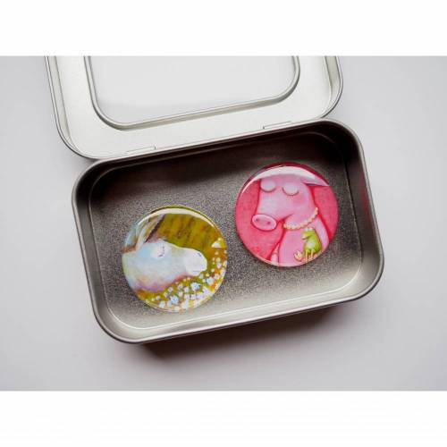 2 Magnete in der Box, Kühlschrankmagnet, Küche, Rezepthalter, witzige Magnete, Button Magnete, runde Magnete, Geschenk Büro,kleines Geschenk
