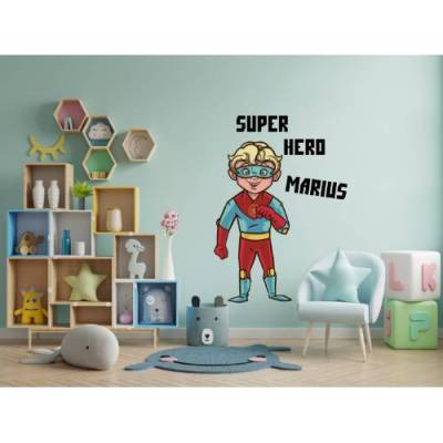 Super Wandtattoo Superheld  für das Kinderzimmer, Spielzimmer,konturgeschnitten in 6Größen ab 30 cm B x 45 cm H