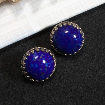 Vintage Ohrclips blau 50er 60er Jahre Glas Lapislazuli Optik Ohrringe Retro Clips