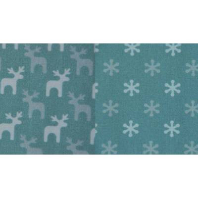 Baumwollstoff mit Scheeflocken Rentieren Xmas Björn 50 x 145 cm Webware