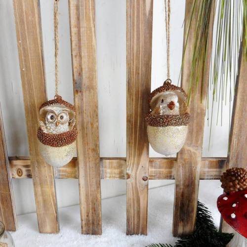Weihnachtsdeko hängend, Eule o. Spatz, Winterdeko, Fensterdeko, Tannenbaumdeko