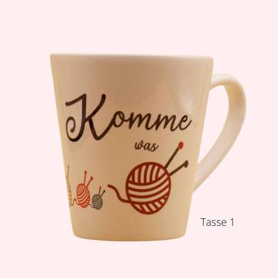 Lieblings-Tasse für Woll-Fans – Hochwertige Keramiktasse mit Strick-Motiv & Spruch