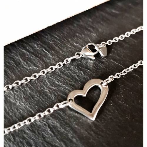 Kette ,Edelstahlkette,  Edelstahl,  Halskette, Damenkette, Collier, Herz,  Liebe