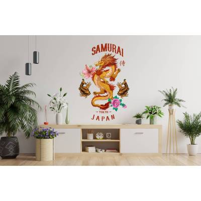 Hochwertiges Super Wandtattoo Samurai konturgeschnitten in 5 Größen ab 30 cm B x 50 cm H