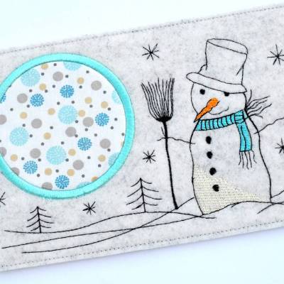 Stickdatei MugRug Untersetzer Schneemann 13x18cm und 13x20cm