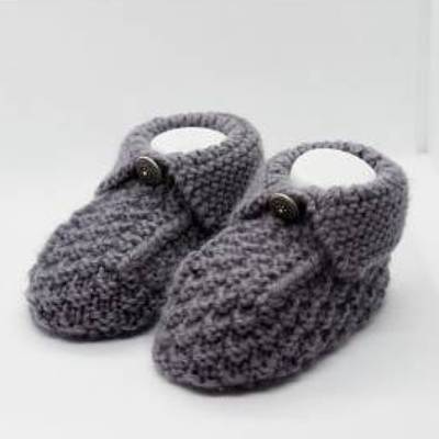 dunkelgraue Baby Trachtenschuhe mit Trachtenknopf Größe 3-6 Monate für Mädchen und Jungen