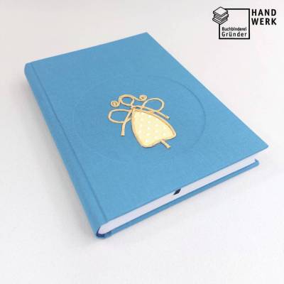 Notizbuch, Schutz-Engel, grau-blau, DIN A5, 150 Blatt, handgefertigt Hardcover