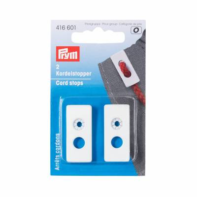 Kordelstopper Prym 416601 weiß 2-Loch rechteckig Metall