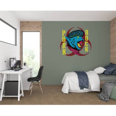 Top Wandtattoo Punk Rock Katze ,konturgeschnitten in 7 Größen ab 40 cm B x 40 cm H