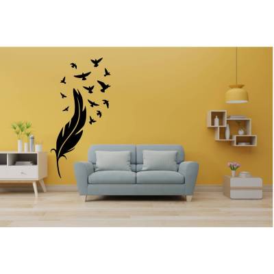 Top Wandtattoo  Feder mit Vögel  für das Kinderzimmer, Spielzimmer,konturgeschnitten in 7 Größen ab 30 cm B x 60 cm H