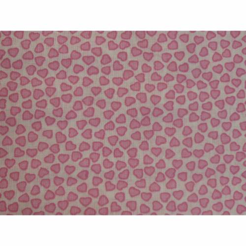 9,80 EUR/m Stoff - Baumwolle, Herzchen, kleine Herzen rosa auf weiß