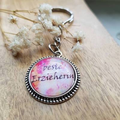 Schlüsselanhänger Cabochon 20mm beste Erzieherin Danke