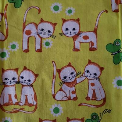 Vintage, Überzug, Bettwäsche Baby Kleinkind 128x96 cm grün Katzen, Baumwolle