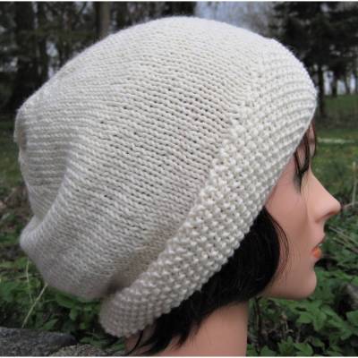 Strickmütze - Beanie - beige - handgestrickt - Gr. 56 - Unikat