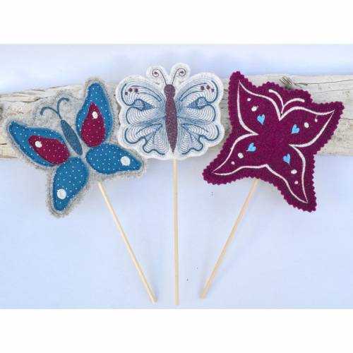 Stickdatei ITH Schmetterlinge Blumenstecker Tür 18