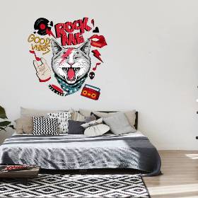 Hervorragendes Wandtattoo Rock Cat konturgeschnitten in 6 Größen ab 40 cm B x 40 cm H