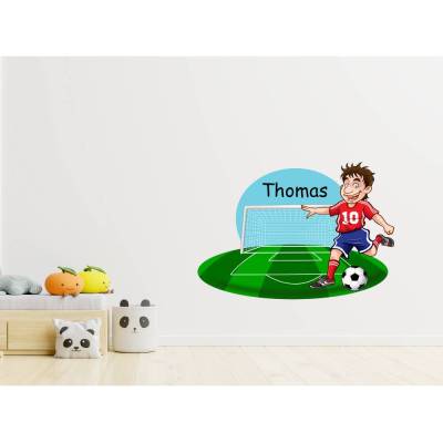 Top Wandtattoo Fussballspieler für das Kinderzimmer, Spielzimmer,konturgeschnitten in 5 Größen ab 50 cm B x 40 cm H