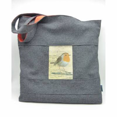 Notenhefttasche Rotkehlchen, Robin, Vogel des Jahres 2021, Upcycling-Unikat hessmade