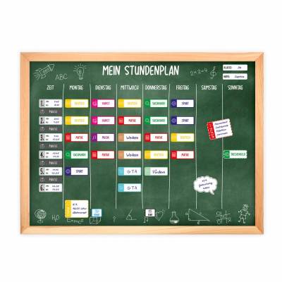 SP-009 magnetischer Stundenplan Tafel grün mit 90 Magneten Organizer Termine Planen Stundenliste