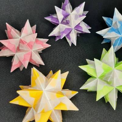 Origami Bastelset Bascetta 10 Sterne transparent pastell 5,0 cm x 5,0 cm