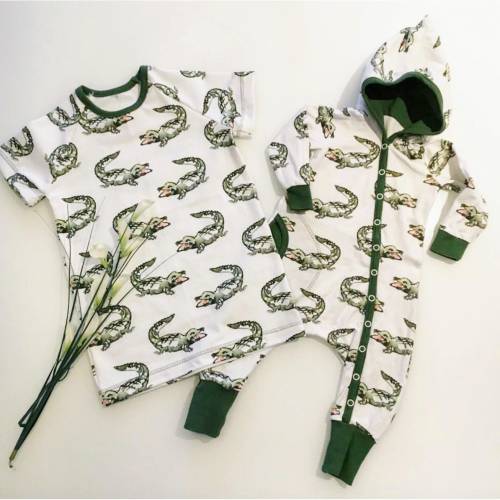ab 50cm Bio Jersey ELLIOT Aquarell - Krokodil Krokodile Druckstoff